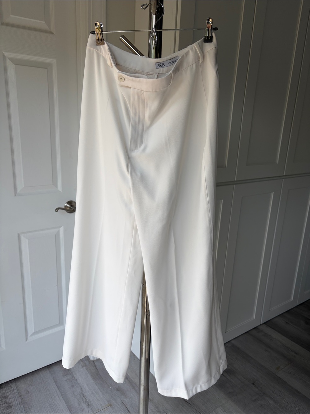 Zara Cream Wide-Leg Trousers